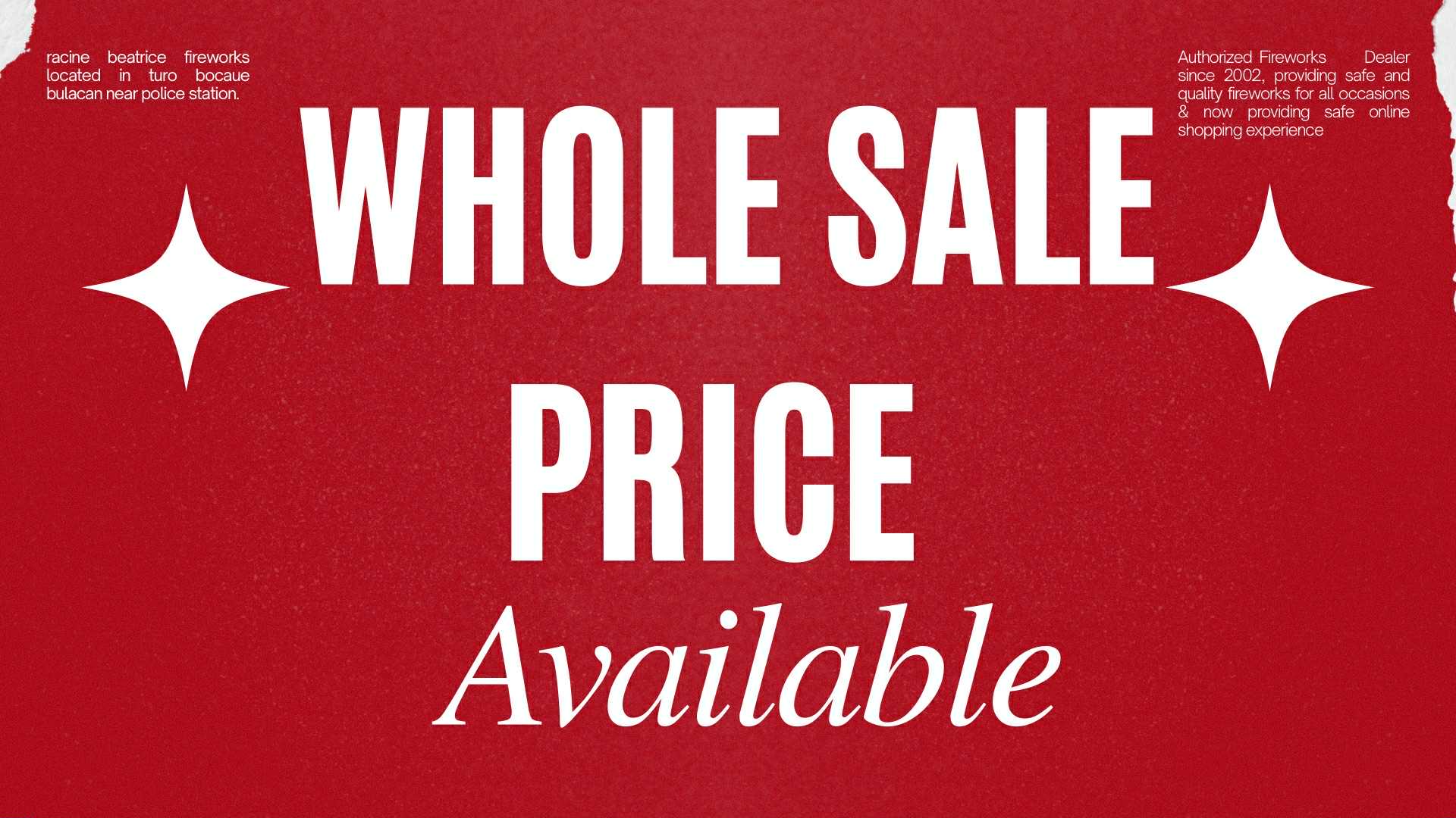 Wholesale Price Available